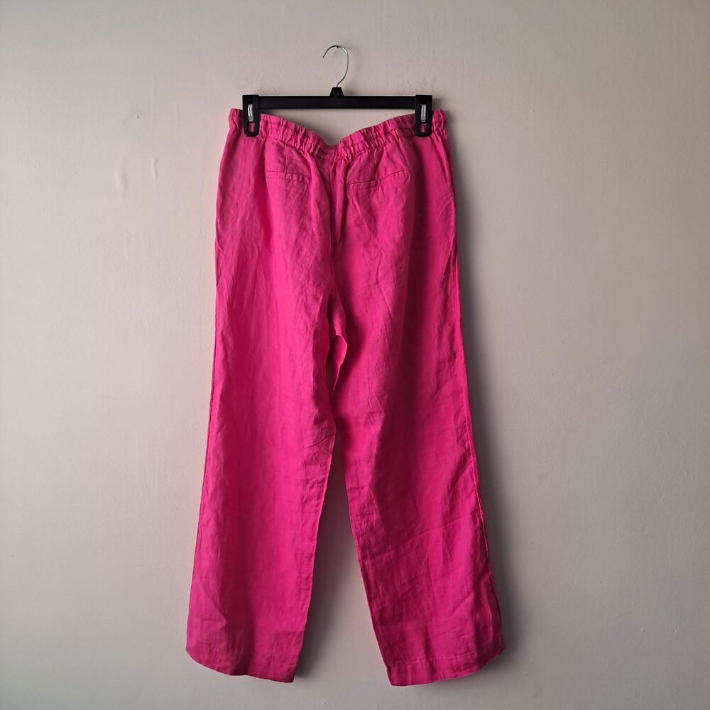 Charter Club Pink Luxury Elastic Waist Wide Leg Linen Pants w Drawstrings - L - Picture 13 of 13